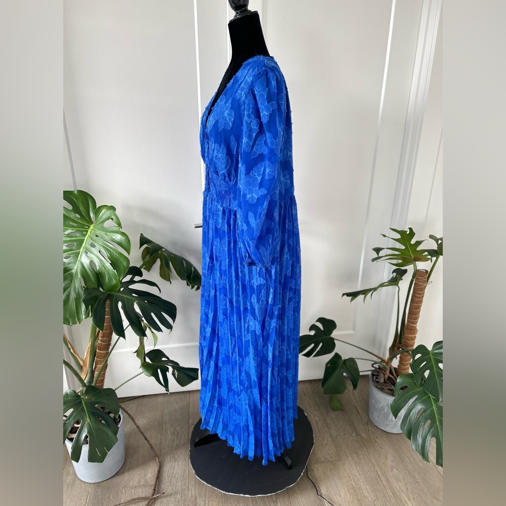 ASOS Maxi Blue 3/5 sleeve Pleated Dress size US 12 - Picture 5 of 9
